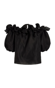 Knotted Silk Gazar Off-The-Shoulder Top