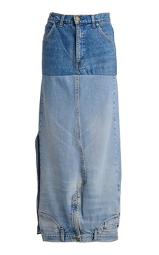 Recycled Denim Mirror Effect Midi Skirt