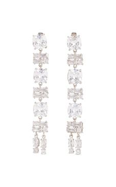 Silver-Tone Crystal Drop Earrings