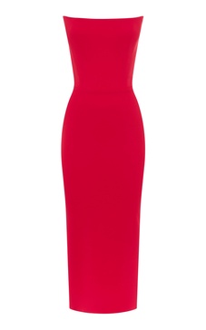 Strapless Stretch-Crepe Midi Dress