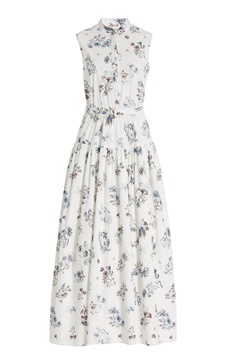 Floral Stretch-Cotton Poplin Dress