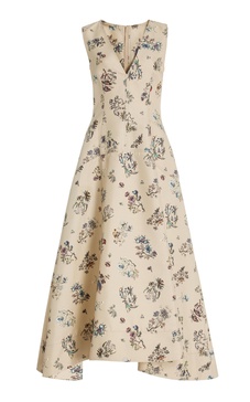 Floral Cotton-Silk Poplin Dress