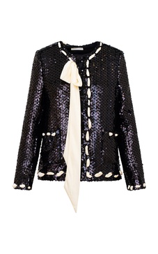 Rosina Ribbon-Laced Sequined Jacket