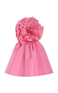 Rosette-Detailed Silk Faille Mini Dress