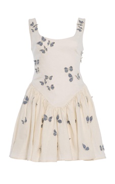 Pluma Embroidered Linen Mini Dress