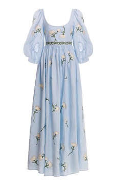 Viviane Embroidered Linen Maxi Dress