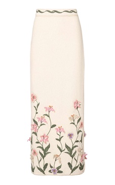 Chlorella Pacifico Embroidered Cotton-Blend Maxi Skirt