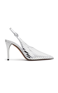 Metallic Leather Slingback Pumps