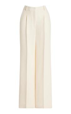 Pleated Wool-Silk Trousers
