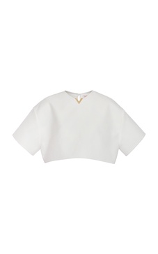 Cropped Cotton-Blend Gabardine Top