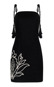 Haath Embroidered Linen Mini Dress