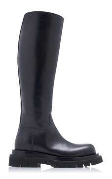 Lug-Sole Leather Knee Boots