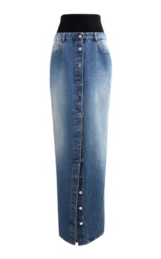 Denim Maxi Column Skirt