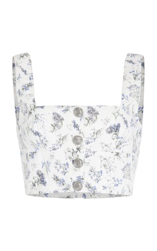 Quinn Printed Cotton Poplin Crop Top