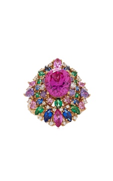 Peacock Mirage 18K Yellow Gold Vermeil Multi-Gem Ring