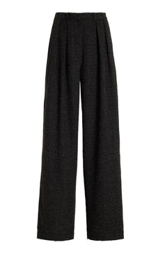 Pleated Melange Wide-Leg Pants