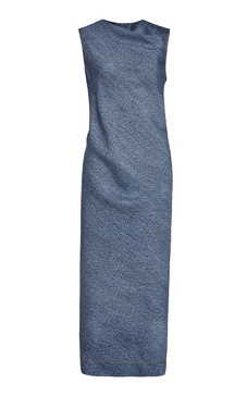 Denim-Print Midi Dress
