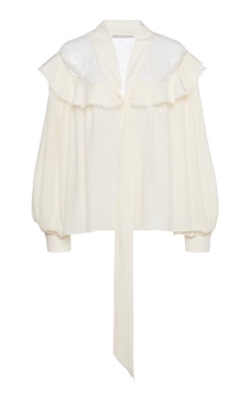 Ruffled Silk-Lace Top
