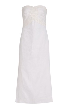 Exclusive Arco Embroidered Linen Midi Dress