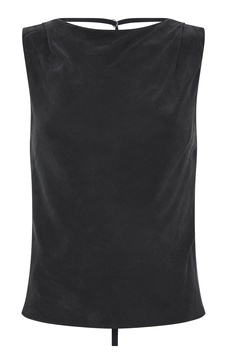 Draped Satin Open-Back Top