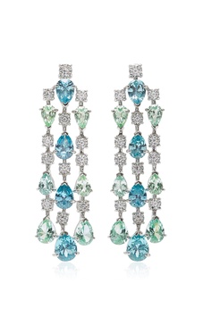 Valley Orchid 18K White Gold Sapphire, Spinel, Diamond Earrings