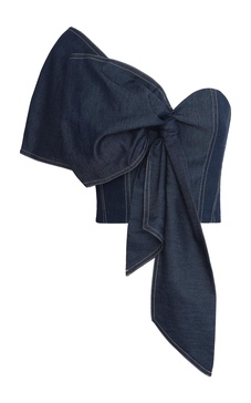 Verte Más Asymmetric Tencel Denim Top