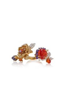 Imperial Delphinium 18K Gold Vermeil Sapphire, Amethyst, And Diamond Ring