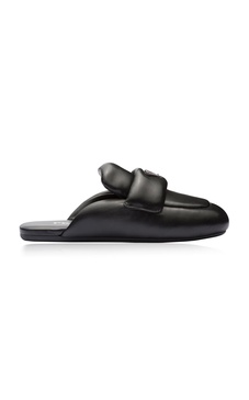 Padded Leather Loafer Mules