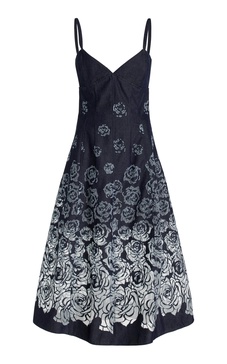 Denim Devoré Midi Dress
