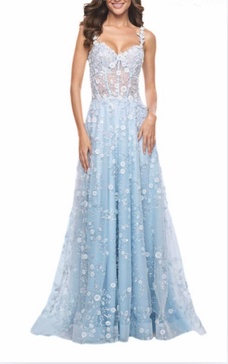 beaded align gown in light blue