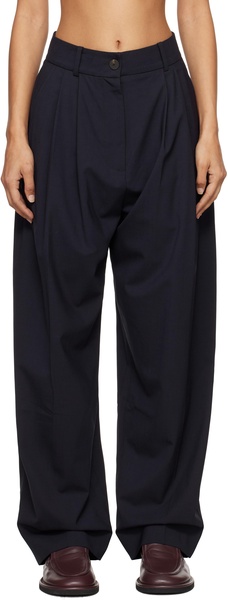 SSENSE Exclusive Navy Double Pleat Front Trousers