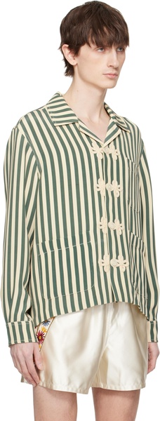 Green & Off-White Soda Stripe Trillium Shirt