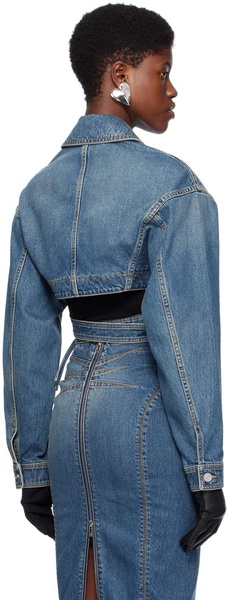 Cropped denim wrap jacket
