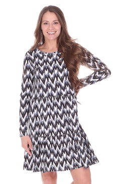 ashton dress in black & white ikat
