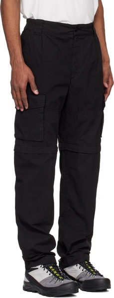 Black Microreps Loose Patch Pocket Cargo Pants