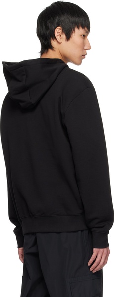 Black Logo Print Cotton-Terry Hoodie