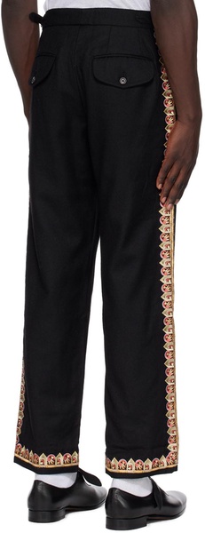 Black Regal Scallop Trousers