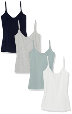Amazon Essentials Women's Slim-Fit Knit V-Neck Layering Cami (Available in Plus Size), Pack of 4