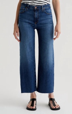saige wide leg crop jeans in plume
