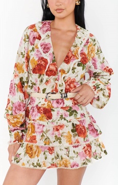 nat skort in ivory hillside floral