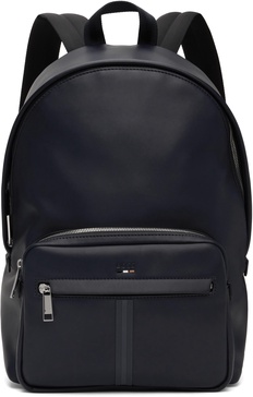Navy Embossed-Logo Backpack