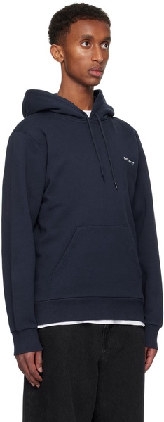Navy Script Embroidery Hoodie