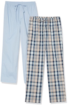 Amazon Essentials Men's Cotton Poplin Full-Length Pajama Bottoms, Pack of 2