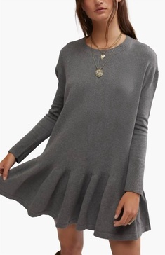 time on my side mini dress in dark heather grey