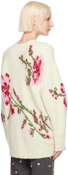 Off-White Jacquard Roses Cardigan