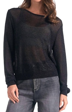 metallic knit top in black