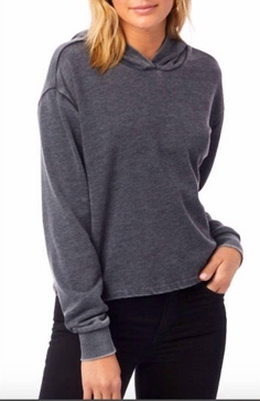 cropped hoodie in washed black