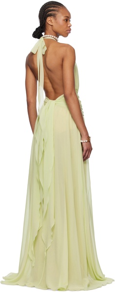 Green Rose Decoration Maxi Dress