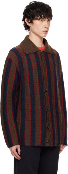 Navy & Brown Mohair Stripe Cardigan