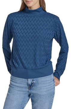 Andrew Marc Women's Knit Jacquard Chevron Shirt